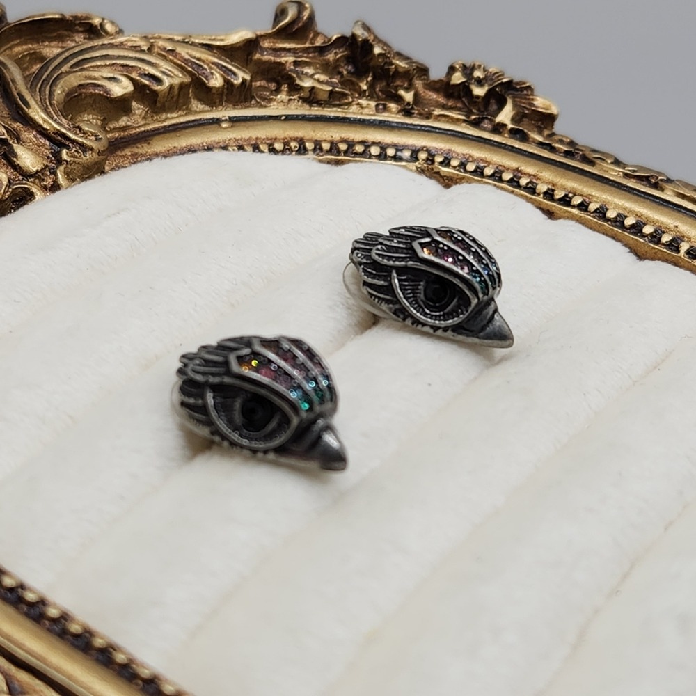 Sculptural Kurt Geiger London Eagle Stud Earrings Multi Color‎ Crystal Bird Boho